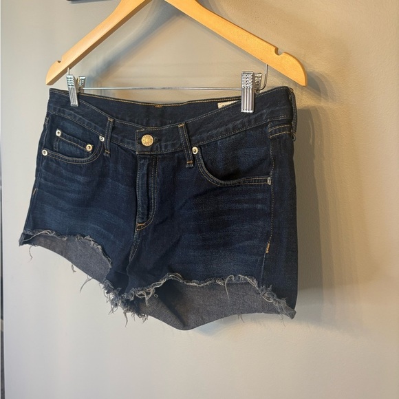 Rag & Bone Dark Blue Jean Distressed Mini Shorts in size 29 - Picture 2 of 11